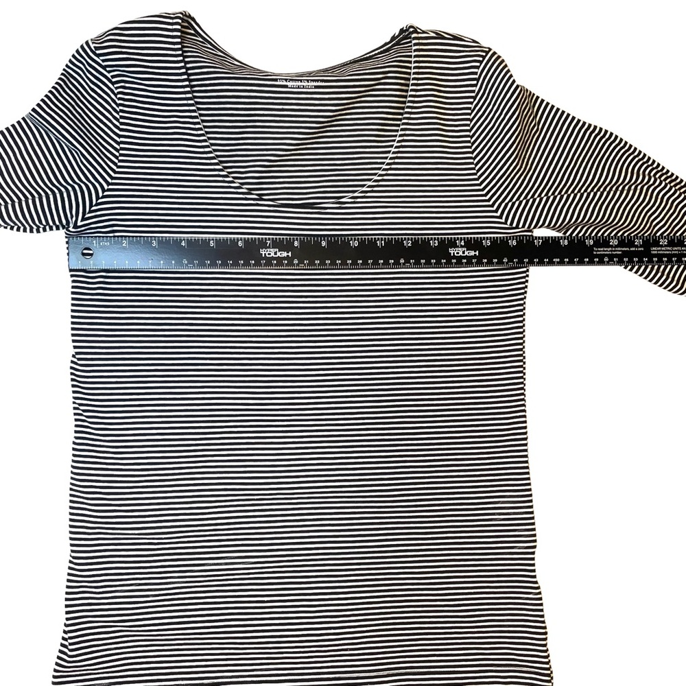 Philosophy Republic Clothing Womens Top Black & White Striped-Bell Sleeve-Small - Picture 4 of 10